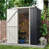 4 x 3 FT All-Weather Metal Outdoor Storage Shed w/Lockable Door & Snap-on Structures, Utility Storage House Bike Tool Sheds for Garden Yard