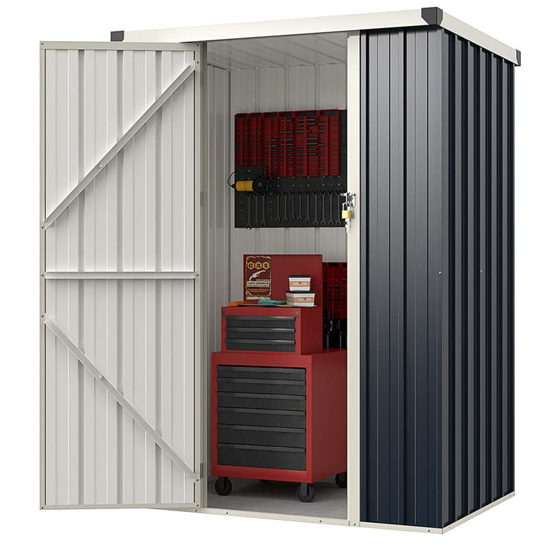 4 x 3 FT All-Weather Metal Outdoor Storage Shed w/Lockable Door & Snap-on Structures, Utility Storage House Bike Tool Sheds for Garden Yard