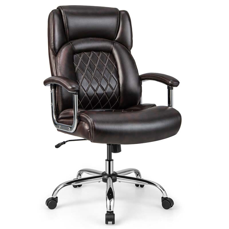 500 LBS Big & Tall Office Chair, Extra Wide Seat Leather Executive Chair, Height Adjustable Swivel Computer Desk Chair