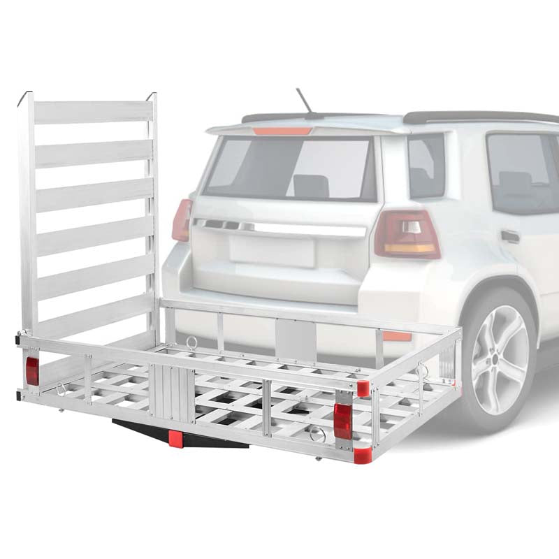 500 lbs Capacity Trailer Hitch Cargo Carrier w/Lift Ramp, 50" x 29.5" Aluminum Wheelchair Scooter Mobility Carrier for RV Truck SUV Van Car