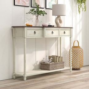 52" Farmhouse Entryway Console Table w/3 Drawers, Open Storage Shelf, Long Narrow Sofa Table Cottage Foyer Table for Hallway