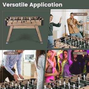 54" Wood Foosball Table for Family Game Rooms Bars Parties, Full Size Arcade Soccer Game Table with 2 Balls, 26 Players