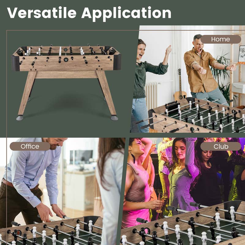 54" Wood Foosball Table for Family Game Rooms Bars Parties, Full Size Arcade Soccer Game Table with 2 Balls, 26 Players