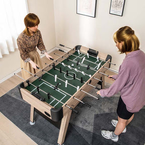 54" Wood Foosball Table for Family Game Rooms Bars Parties, Full Size Arcade Soccer Game Table with 2 Balls, 26 Players