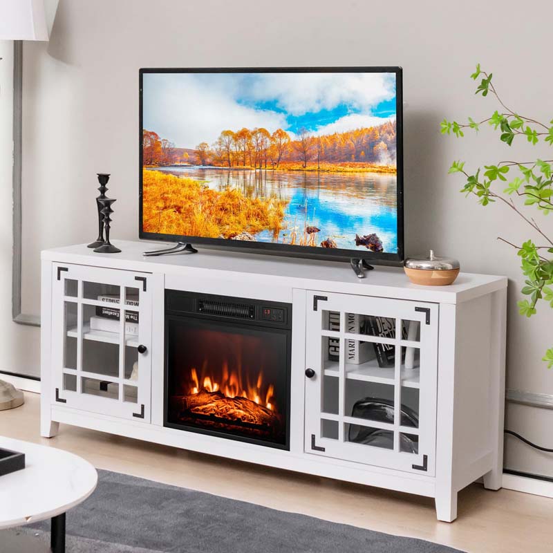 58" Fireplace TV Stand with 18" 5000 BTU Electric Fireplace Insert, TV Console Entertainment Center for TVs up to 65 Inches