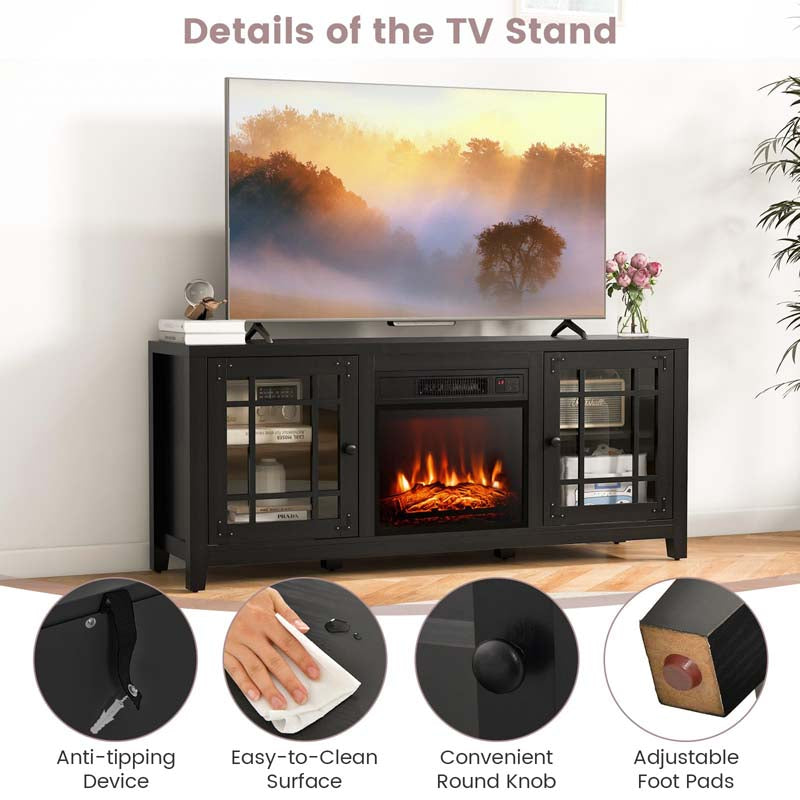 58" Fireplace TV Stand with 18" 5000 BTU Electric Fireplace Insert, TV Console Entertainment Center for TVs up to 65 Inches