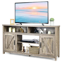 59" Farmhouse TV Stand for TVs Up to 65 Inches, Wood Entertainment Center Console Table w/Double Barn Doors, Adjustable Shelves