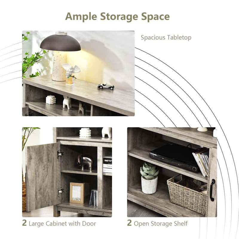 59" Farmhouse TV Stand for TVs Up to 65 Inches, Wood Entertainment Center Console Table w/Double Barn Doors, Adjustable Shelves