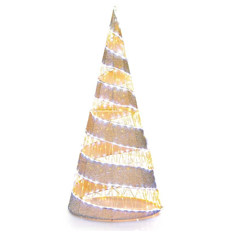 5 FT Pre-lit Christmas Cone Tree, Artificial Spiral Conic Tree with 300 Warm White & 250 Cold White LED Lights, Xmas Holiday Decor for Home Party