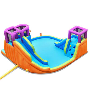 6-in-1 Inflatable Dual Water Slides Bounce House Kids Giant Blow up Water Park with Climbing Wall, Splash Pool, Water Guns