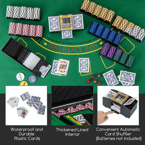 600Pcs Poker Chip Set for Texas Holdem Blackjack Gambling, 14 Gram Clay Poker Chips w/Carrying Case, Automatic Card Shuffler