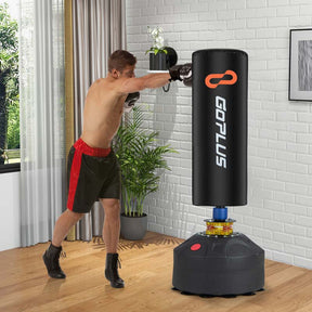 68" Freestanding Punching Bag with 12 Suction Cups Gloves & Filling Base, Heavy Boxing Bag Stand for MMA Muay Thai Fitness
