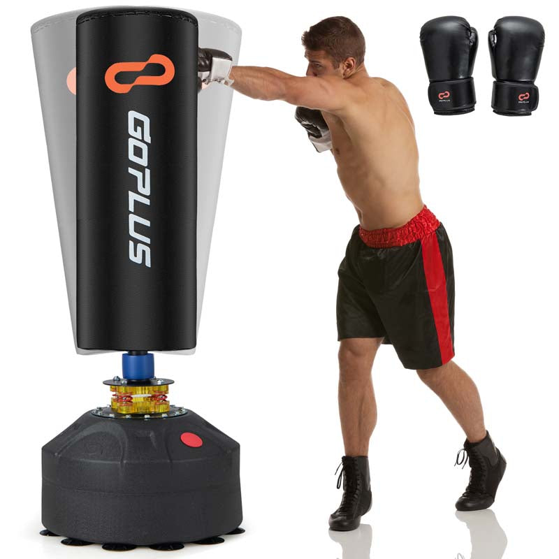 68" Freestanding Punching Bag with 12 Suction Cups Gloves & Filling Base, Heavy Boxing Bag Stand for MMA Muay Thai Fitness