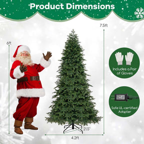 6/7.5 FT Pre-Lit Artificial Christmas Tree, Hinged Xmas Tree with 300/400 Multicolored & LED Lights, 11 Modes, 721/1019 PVC & PE Tips, Remote