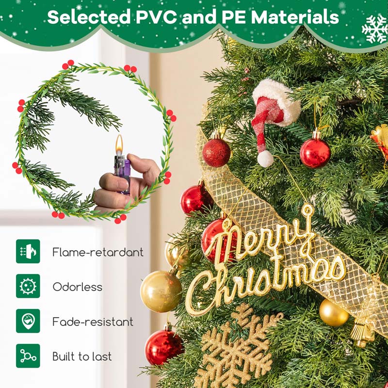 6/7.5 FT Pre-Lit Artificial Christmas Tree, Hinged Xmas Tree with 300/400 Multicolored & LED Lights, 11 Modes, 721/1019 PVC & PE Tips, Remote