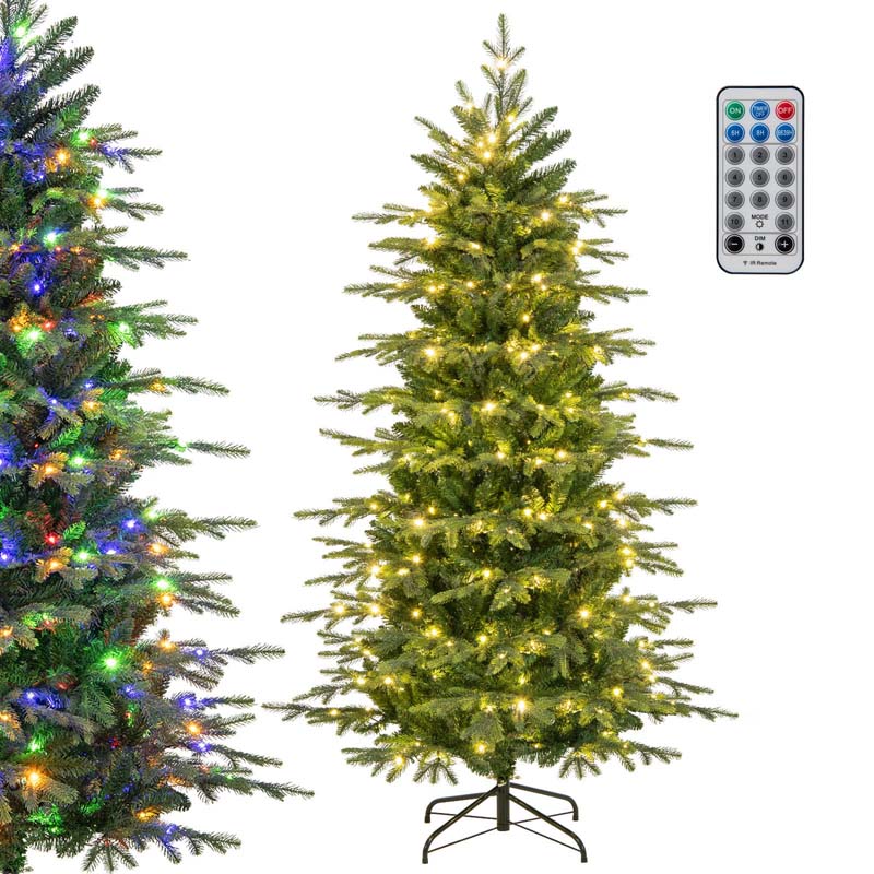 6/7.5/9 FT Pre-lit Artificial Christmas Tree with 714/1162/1770 Branch Tips, 260/380/560 LED Lights, 11 Lighting Modes, Timer, Remote Control