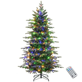 6/7.5/9 FT Pre-lit Artificial Christmas Tree with 714/1162/1770 Branch Tips, 260/380/560 LED Lights, 11 Lighting Modes, Timer, Remote Control