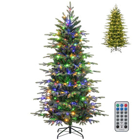 6/7.5/9 FT Pre-lit Artificial Christmas Tree with 714/1162/1770 Branch Tips, 260/380/560 LED Lights, 11 Lighting Modes, Timer, Remote Control