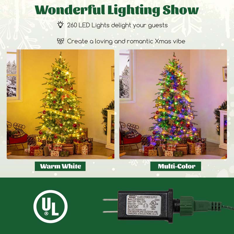 6/7.5/9 FT Pre-lit Artificial Christmas Tree with 714/1162/1770 Branch Tips, 260/380/560 LED Lights, 11 Lighting Modes, Timer, Remote Control