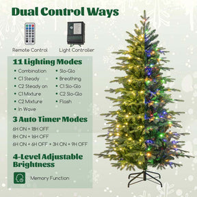 6/7.5/9 FT Pre-lit Artificial Christmas Tree with 714/1162/1770 Branch Tips, 260/380/560 LED Lights, 11 Lighting Modes, Timer, Remote Control