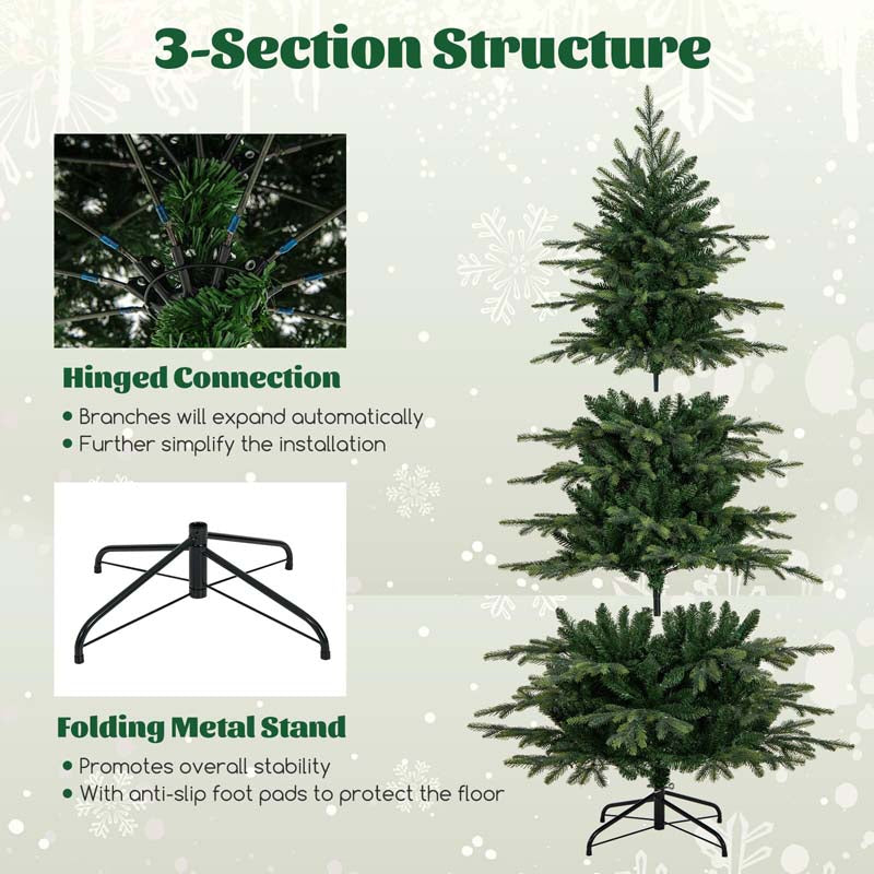 6/7.5/9 FT Pre-lit Artificial Christmas Tree with 714/1162/1770 Branch Tips, 260/380/560 LED Lights, 11 Lighting Modes, Timer, Remote Control