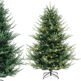 6/7/8 FT Pre-Lit Artificial Christmas Tree, Hinged Xmas Tree with 240/340/450 Warm White LED Lights, 8 Lighting Modes, 778/1090/1480 Branch Tips