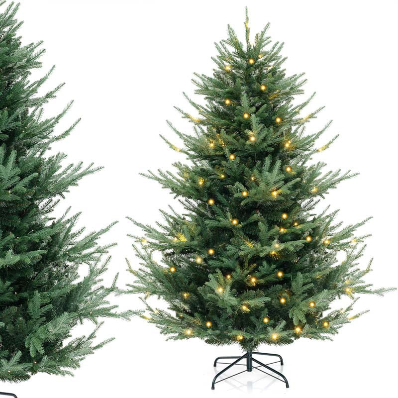 6/7/8 FT Pre-Lit Artificial Christmas Tree, Hinged Xmas Tree with 240/340/450 Warm White LED Lights, 8 Lighting Modes, 778/1090/1480 Branch Tips