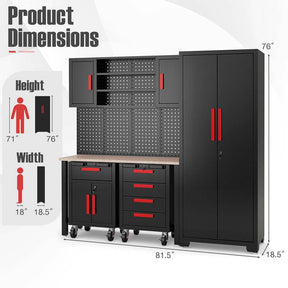 6-Piece Garage Organization Cabinets Set and Storage System with Pegboard & Rolling Chests, Tool Storage Chest for Workshop