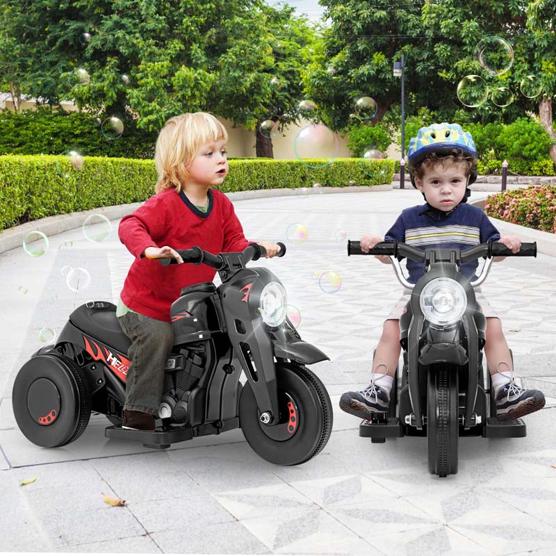 6V Kids Motorcycle w/Automatic Bubble Function & Music, 3-Wheel Vehicle Toy Electric Ride-On Car for Toddlers Ages 3+