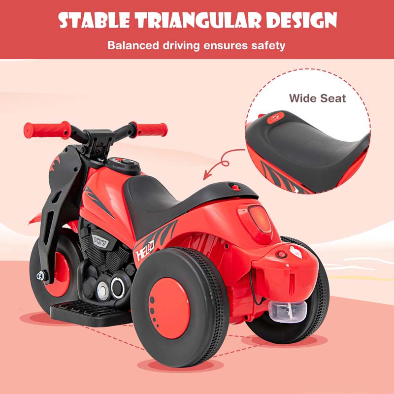 6V Kids Motorcycle w/Automatic Bubble Function & Music, 3-Wheel Vehicle Toy Electric Ride-On Car for Toddlers Ages 3+