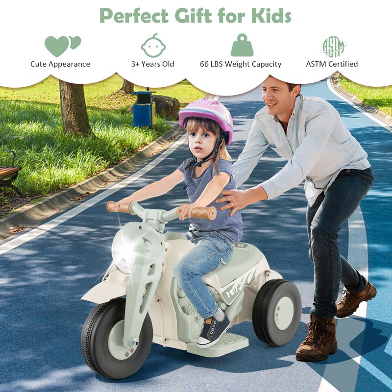 Kids Ride On Motorcycle with Bubble Maker, LED Light, Music, 6V Battery Powered 3-Wheel Electric Motorcycle for Toddler Gift