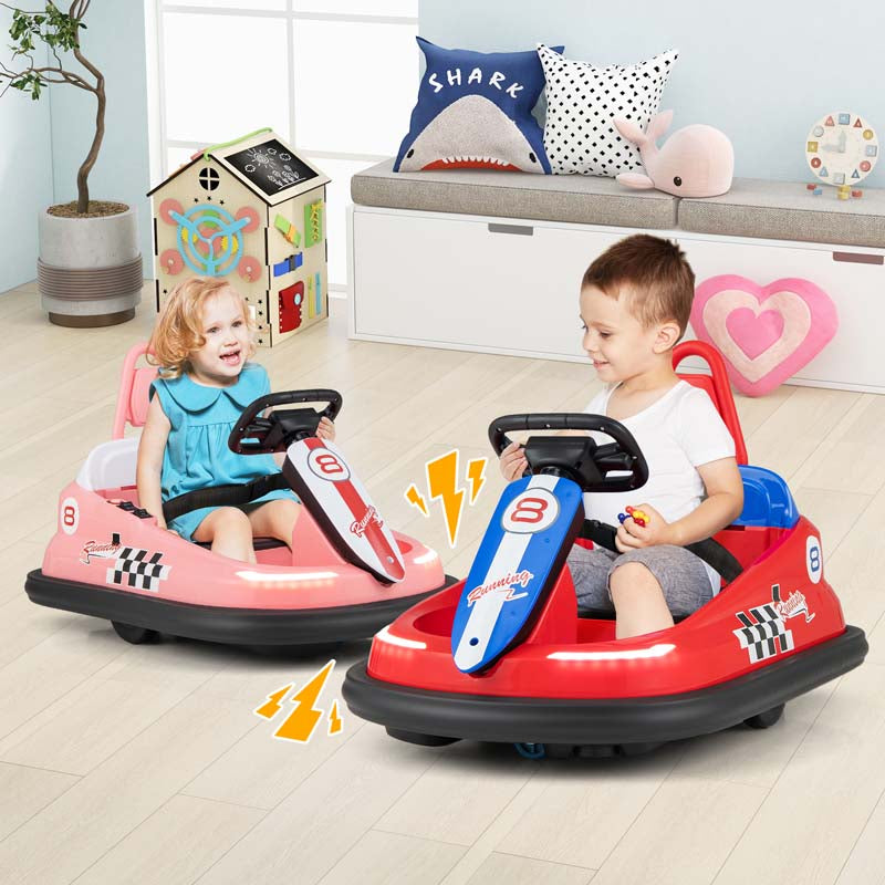 Toddler Ride on Bumper Car for Kids, 6V Electric Ride on Toy w/ 360° Spinning, Dual Motors, 2 Speeds, Music & LED Lights