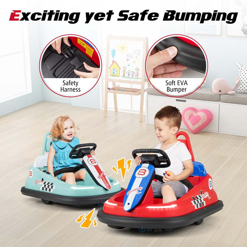 Toddler Ride on Bumper Car for Kids, 6V Electric Ride on Toy w/ 360° Spinning, Dual Motors, 2 Speeds, Music & LED Lights