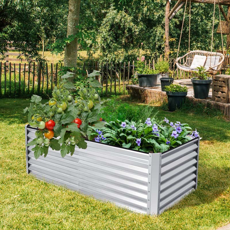 6 x 3 x 2 FT Metal Raised Garden Bed Planter Box Kit with 4 Ground Stakes, 269 Gallon Outdoor Elevated Garden Box