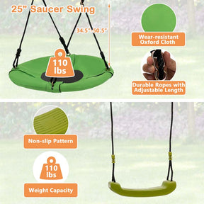 7-in-1 Extra Large Outdoor Swing Set for Backyard, 660 lbs Heavy Duty Swing Set with A-Frame Metal Swing Stand