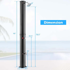 7.5 FT 15.9 Gallon Solar Heated Outdoor Shower with Shower Head and Foot Shower Tap, Freestanding Outside Shower for Backyard Poolside Beach