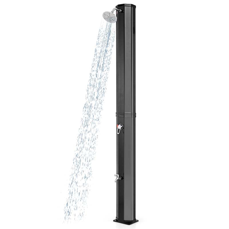 7.5 FT 15.9 Gallon Solar Heated Outdoor Shower with Shower Head and Foot Shower Tap, Freestanding Outside Shower for Backyard Poolside Beach