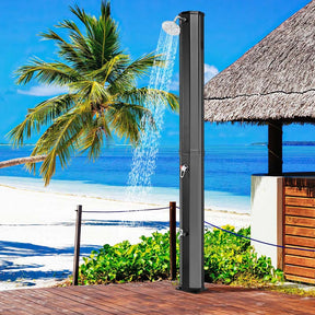 7.5 FT 15.9 Gallon Solar Heated Outdoor Shower with Shower Head and Foot Shower Tap, Freestanding Outside Shower for Backyard Poolside Beach