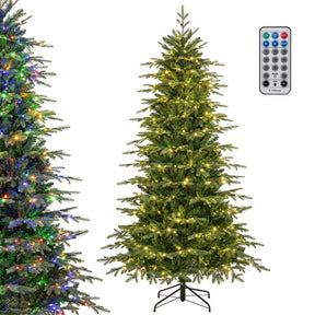 6/7.5/9 FT Pre-lit Artificial Christmas Tree with 714/1162/1770 Branch Tips, 260/380/560 LED Lights, 11 Lighting Modes, Timer, Remote Control