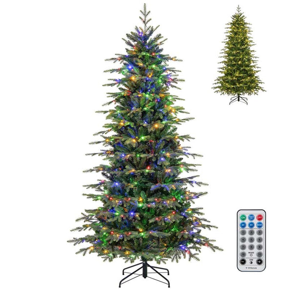 6/7.5/9 FT Pre-lit Artificial Christmas Tree with 714/1162/1770 Branch Tips, 260/380/560 LED Lights, 11 Lighting Modes, Timer, Remote Control