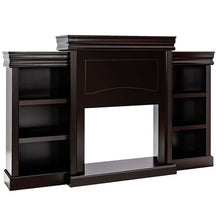 70" Modern Fireplace Cabinet Media Entertainment Center w/Bookcase, Wooden Mantel Stand Console Table for 28.5-Inch Electric Fireplace