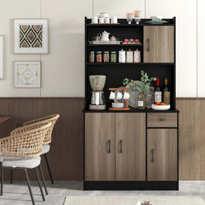 71" Kitchen Pantry Storage Cabinet with Power Outlet, Modern Freestanding Kitchen Buffet Sideboard Cupboard Organizer