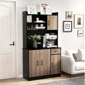 71" Kitchen Pantry Storage Cabinet with Power Outlet, Modern Freestanding Kitchen Buffet Sideboard Cupboard Organizer
