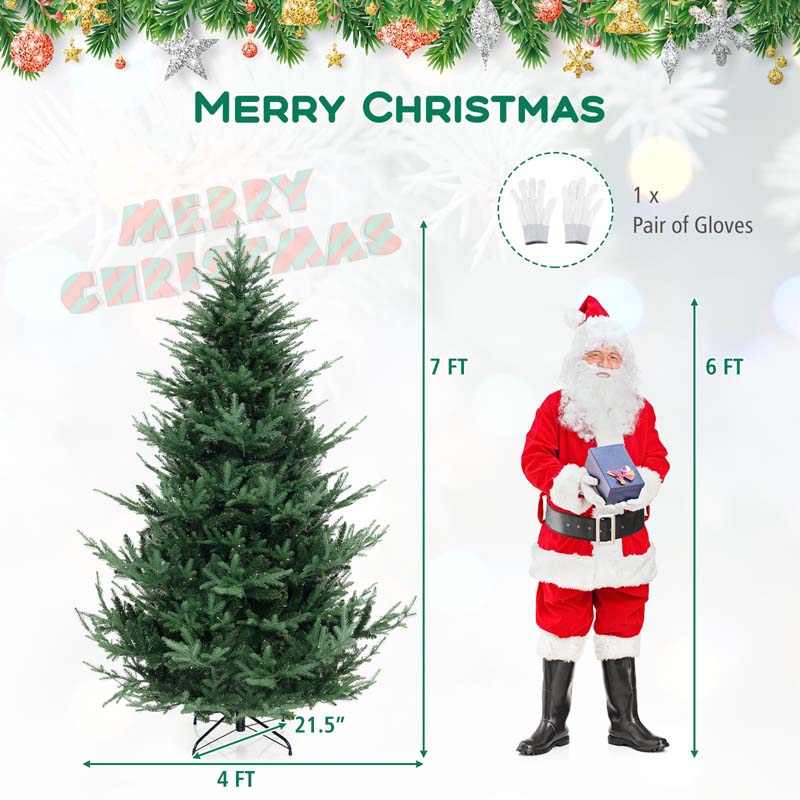 6/7/8 FT Pre-Lit Artificial Christmas Tree, Hinged Xmas Tree with 240/340/450 Warm White LED Lights, 8 Lighting Modes, 778/1090/1480 Branch Tips