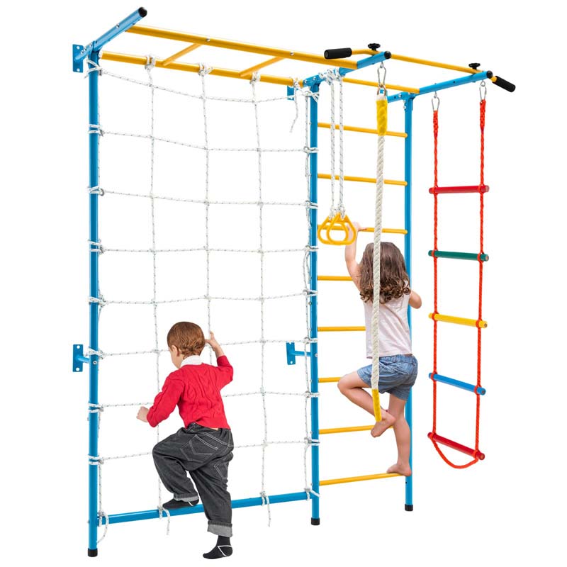 7-in-1 Climbing Toys for Toddlers, Upgrade Metal Indoor Kids Gym for Exercise, Playground and Climbing Wall Set with Rope Ladder, Pull-up Bar