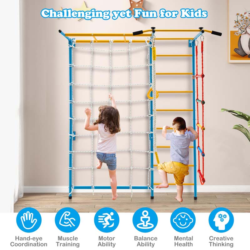 7-in-1 Climbing Toys for Toddlers, Upgrade Metal Indoor Kids Gym for Exercise, Playground and Climbing Wall Set with Rope Ladder, Pull-up Bar