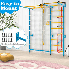 7-in-1 Climbing Toys for Toddlers, Upgrade Metal Indoor Kids Gym for Exercise, Playground and Climbing Wall Set with Rope Ladder, Pull-up Bar