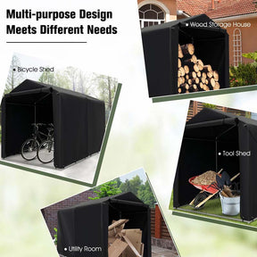 7 x 5.2 FT Outdoor Storage Shelter with Waterproof Cover, Heavy Duty Portable Storage Tent for Bikes, Garden Tools, Motorcycles