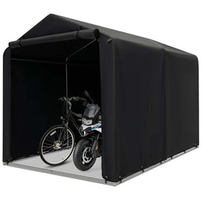7 x 5.2 FT Outdoor Storage Shelter with Waterproof Cover, Heavy Duty Portable Storage Tent for Bikes, Garden Tools, Motorcycles