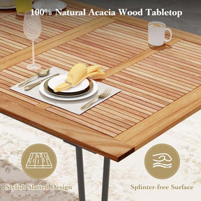 86.5"L Rectangular Acacia Wood Dining Table w/Umbrella Hole, 8-People Outdoor Patio Dining Table for Patio Yard Garden Deck